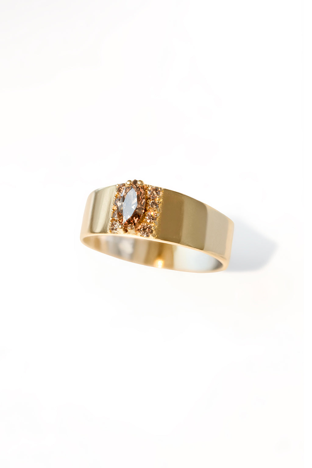 Marquise Brown Diamonds Band Ring in 18k yellow gold with brown diamonds, handcrafted by Sansoeurs.