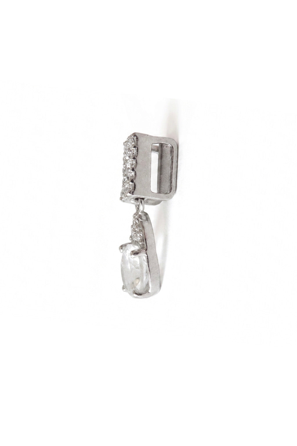 Wife Topaz Pendant in white 18k gold with diamonds and pear-shaped topaz, handcrafted by Sansoeurs.