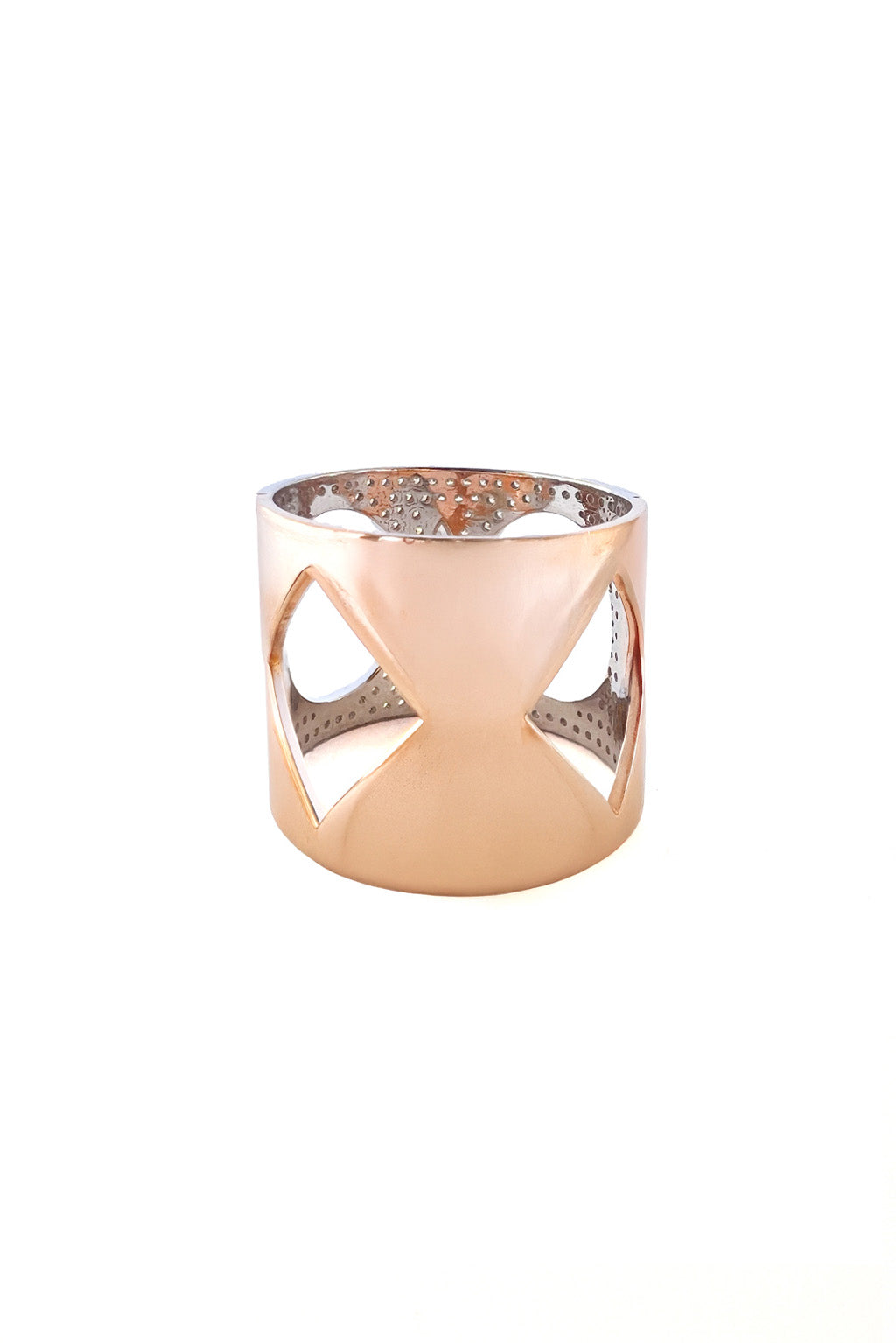Ring with diamonds in 18k rose and white gold
