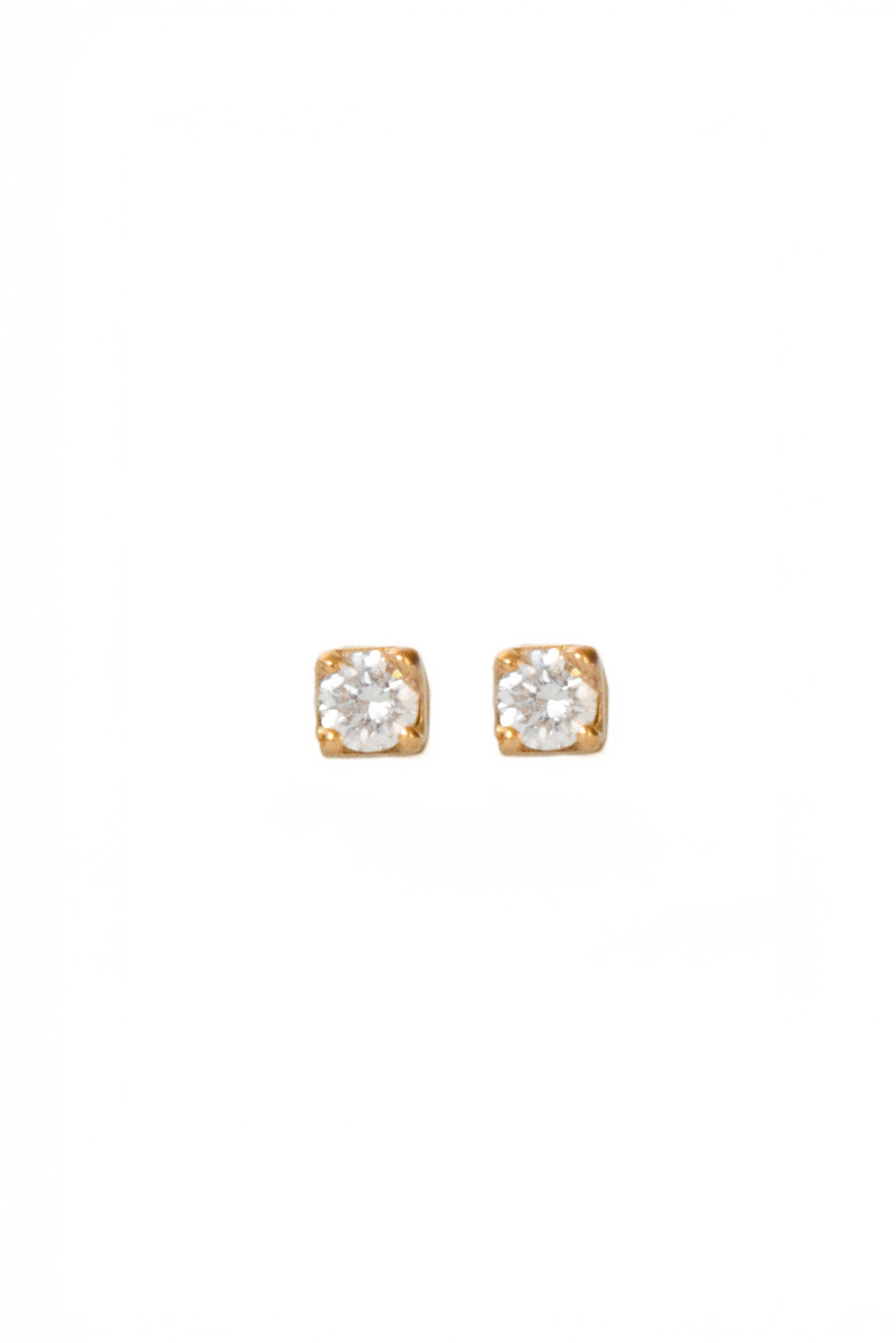 Box Gold and 1'7 mm Diamond Baby Earrings