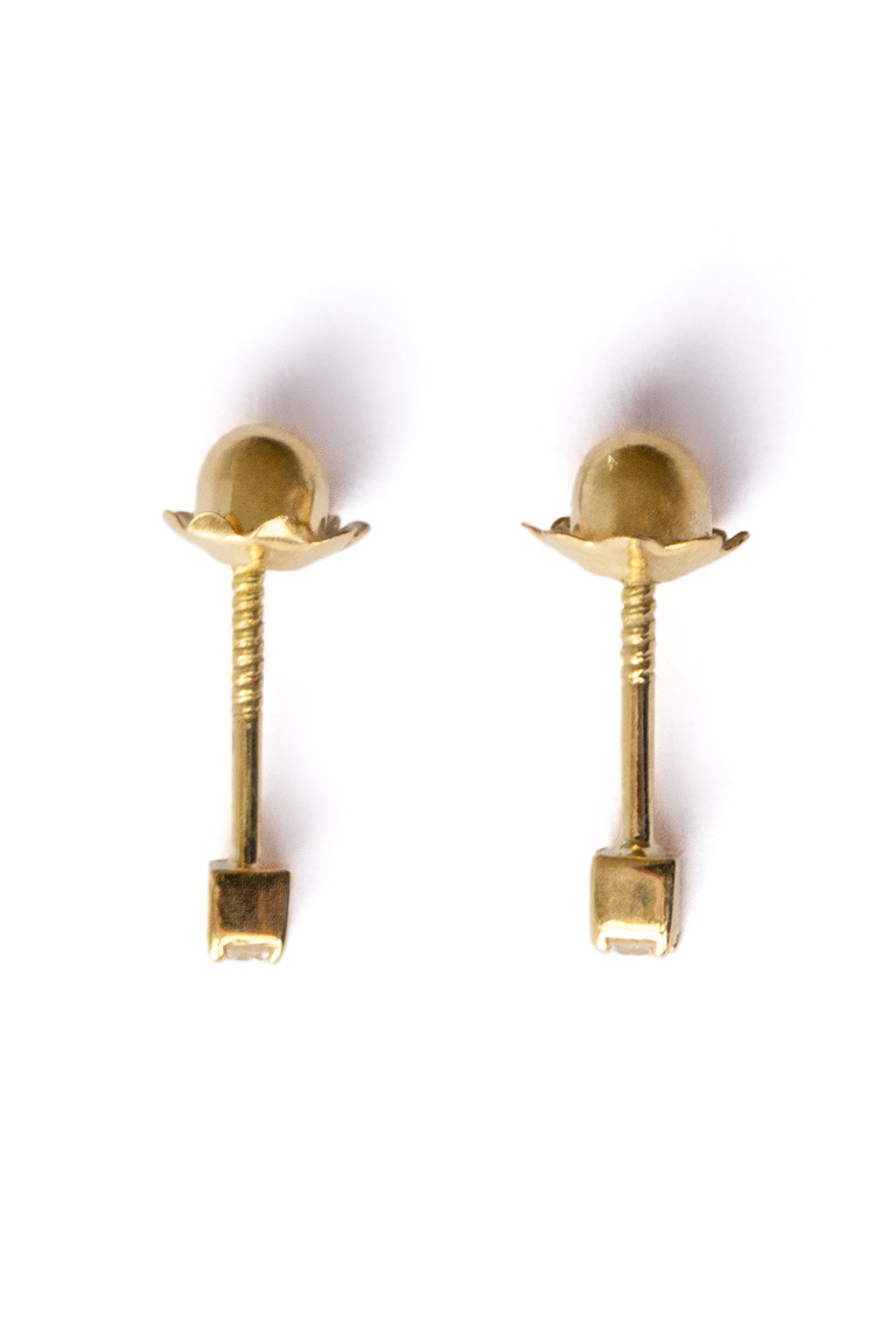 Box Gold and 1'7 mm Diamond Baby Earrings
