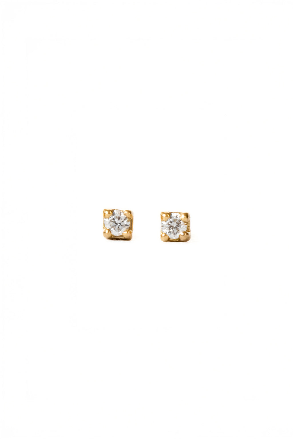 Box Gold and Diamond Baby Earrings