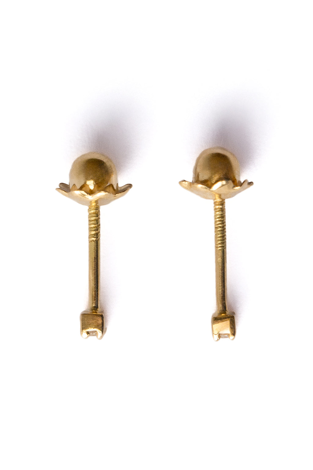 Box Gold and Diamond Baby Earrings