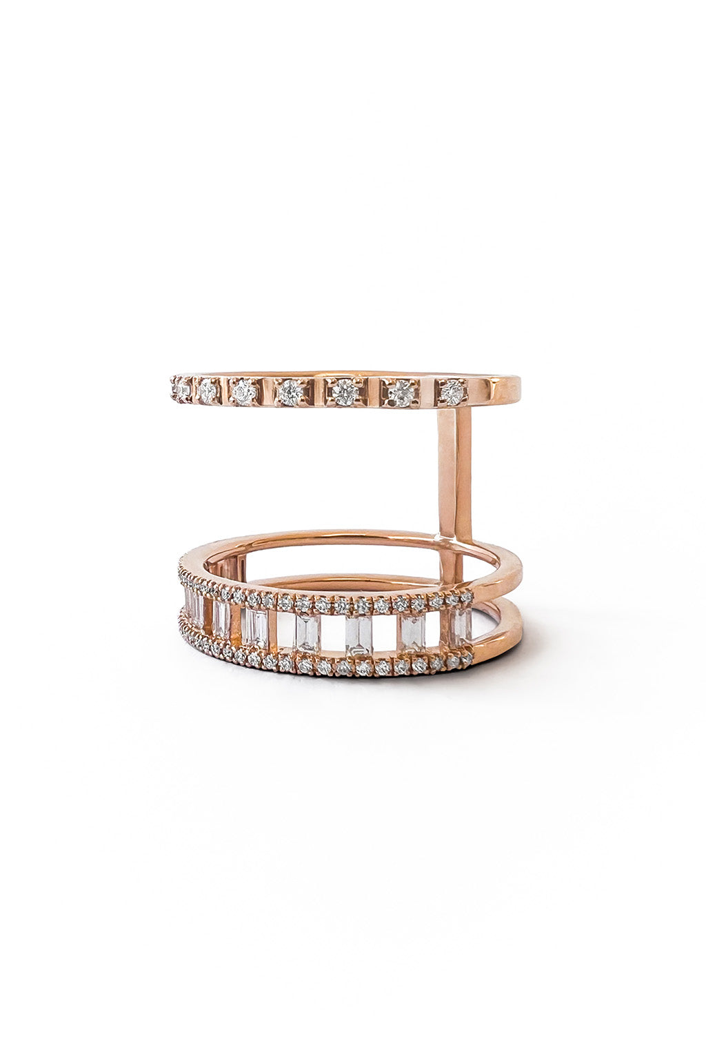 18k gold and diamond double ring