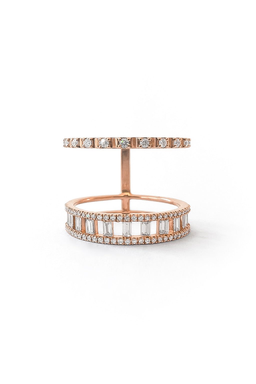 18k gold and diamond double ring