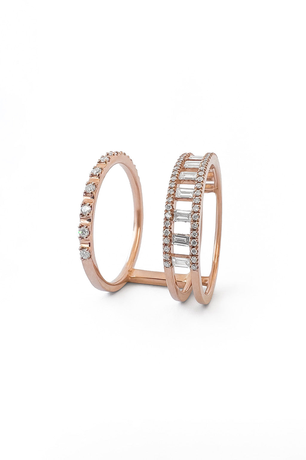 18k gold and diamond double ring