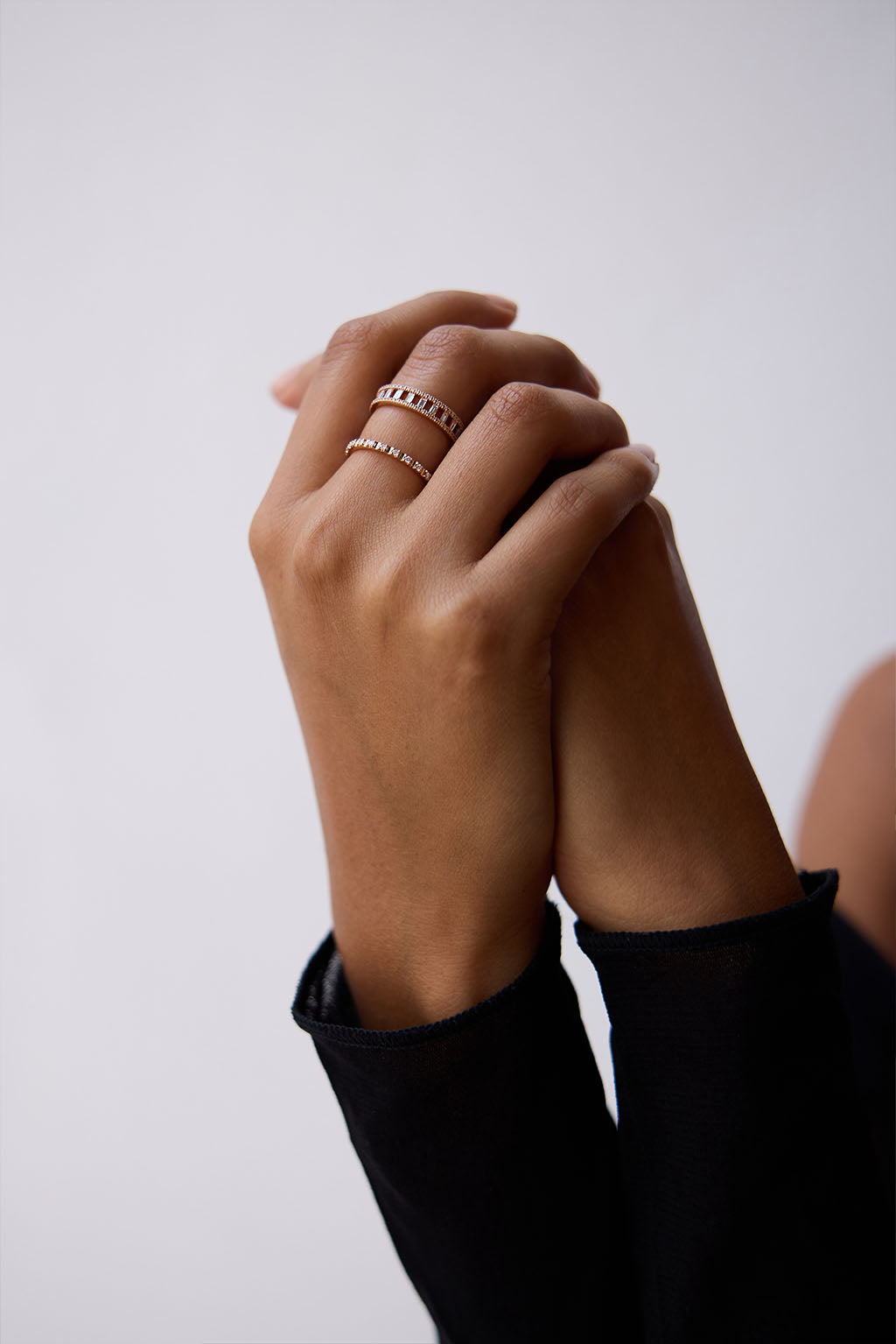 18k gold and diamond double ring