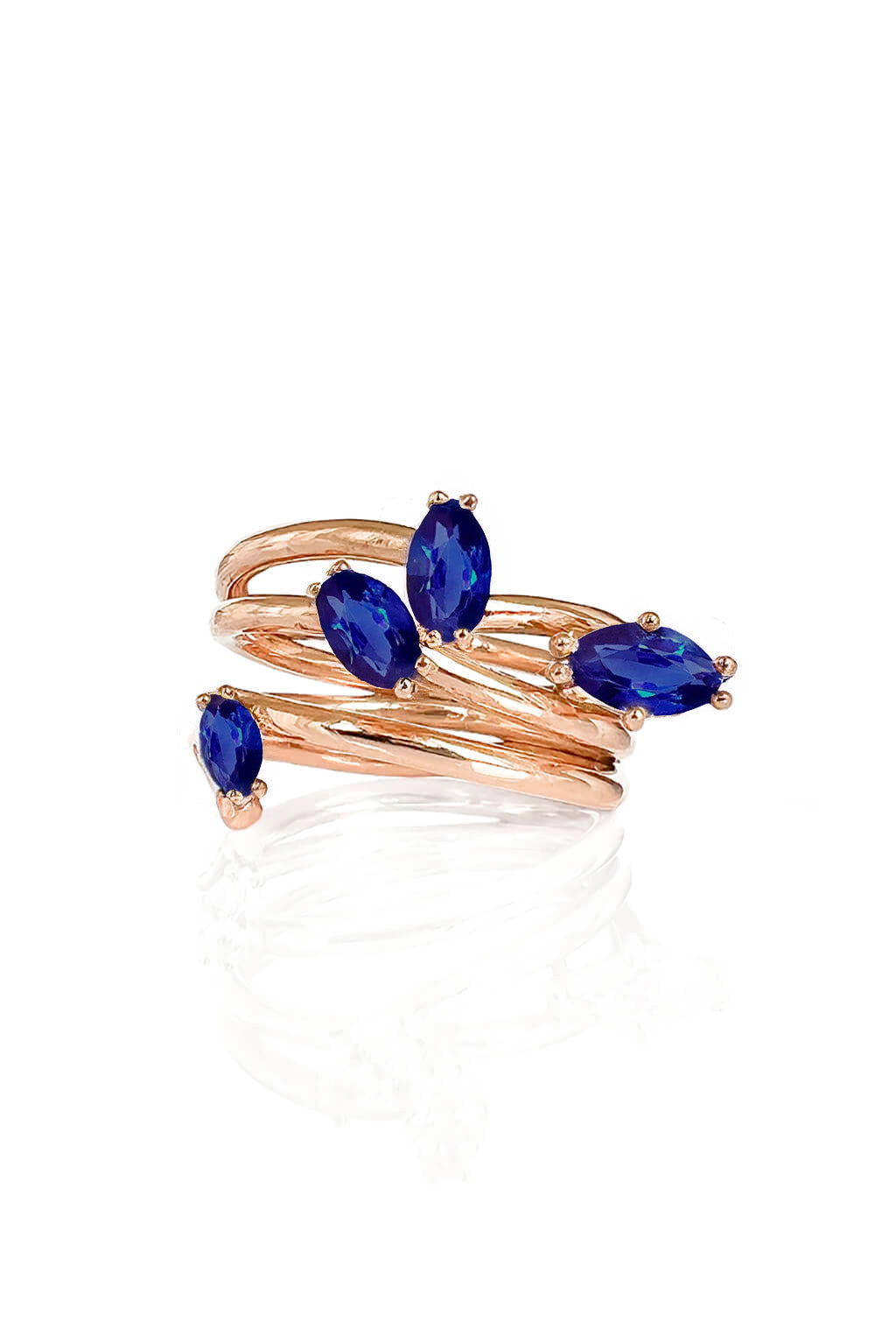Front view of Stella Sapphire gold ring