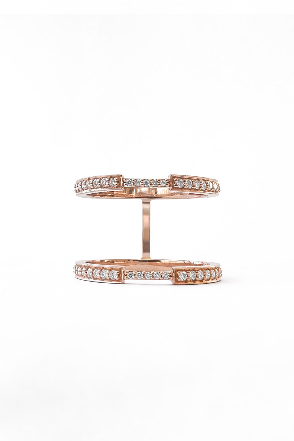 Double diamonds 18k rose gold ring