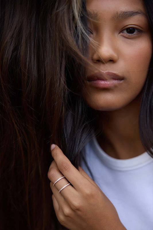 Double diamonds 18k rose gold ring