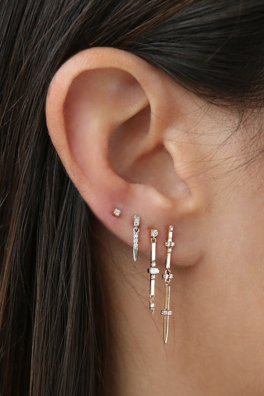 Mini simple 1'3 mm diamond gold earring