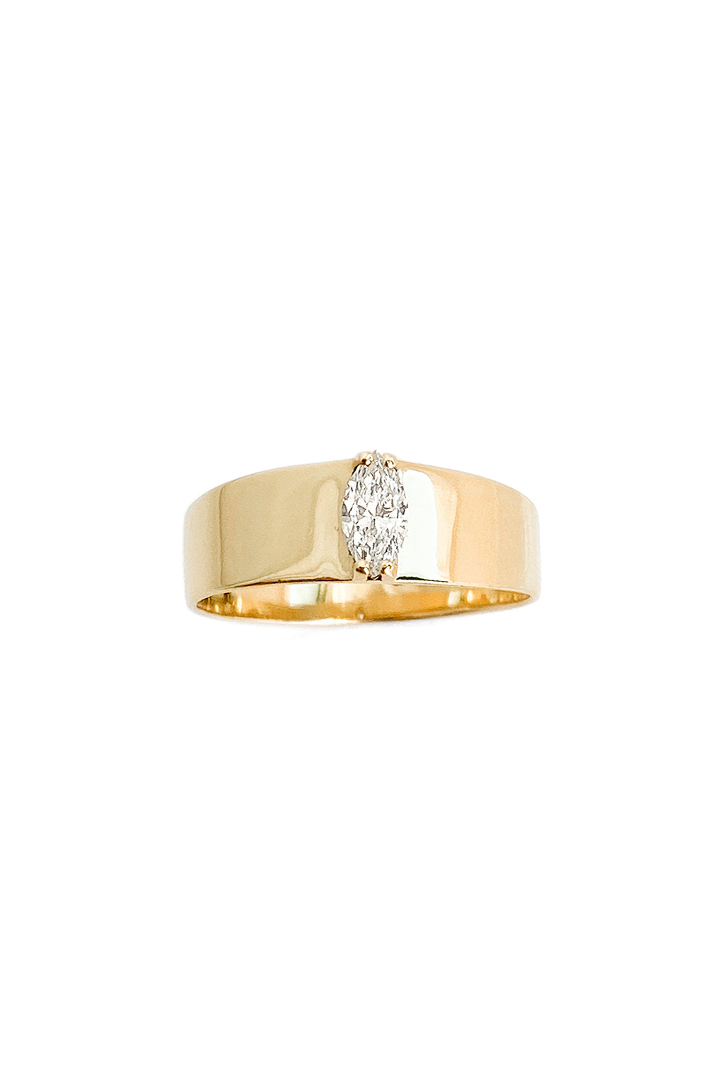Bague Band Marquise 6 x 3 mm en or