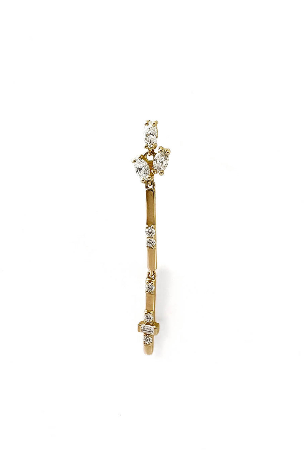 Triple Marquise Sword gold earring