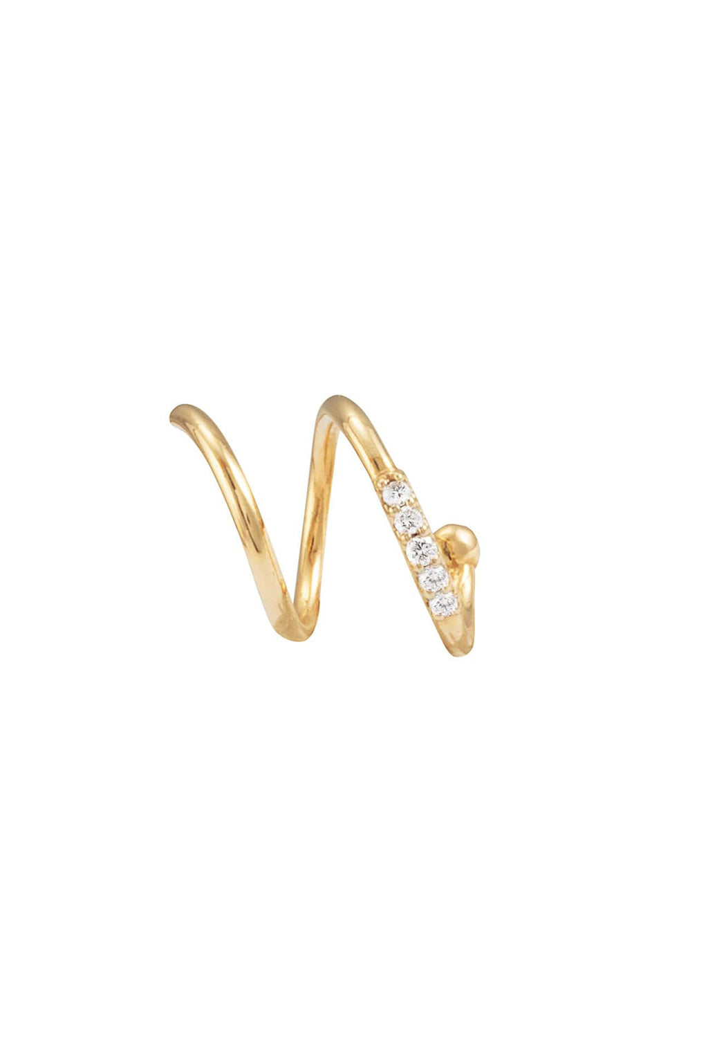 Big snake diamonds gold earring