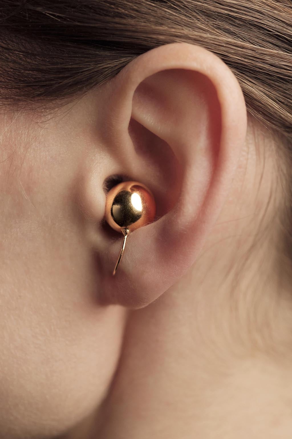Pendiente Double Sphere de oro