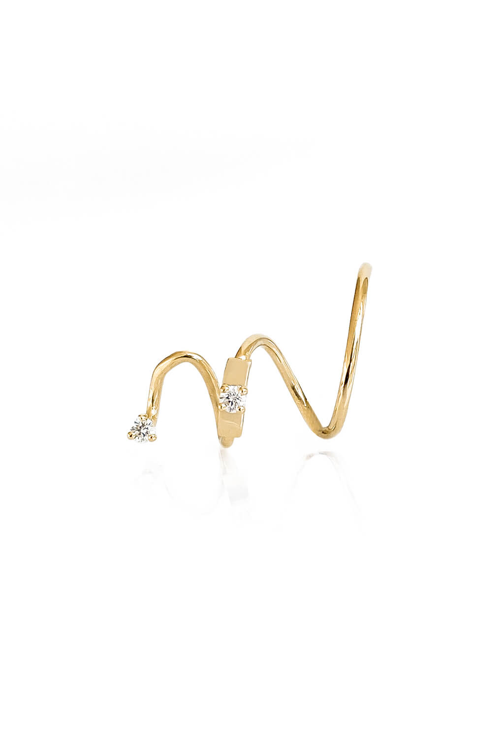 Boucle d'oreille Long Snake diamonds en or