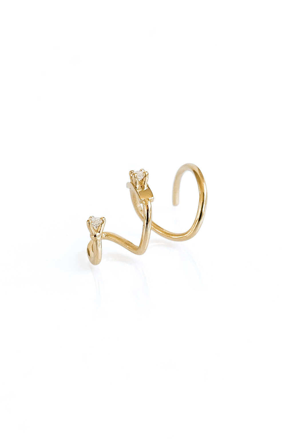 Long Snake diamonds gold earring
