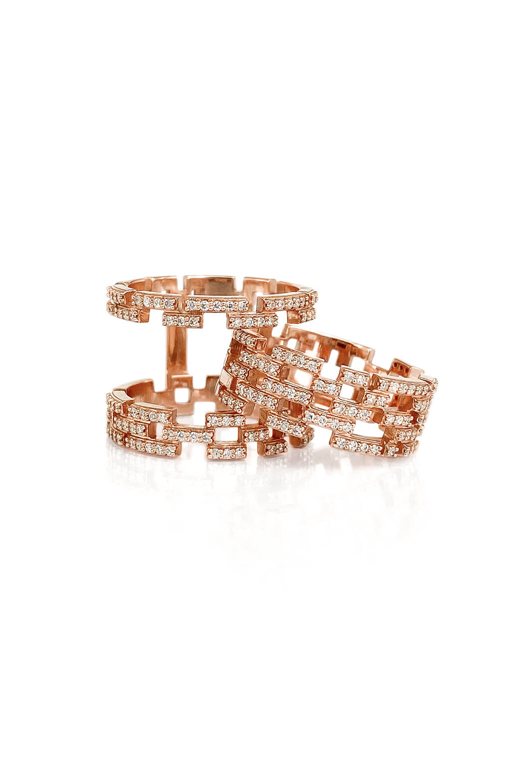 Detachable Brick diamonds gold ring