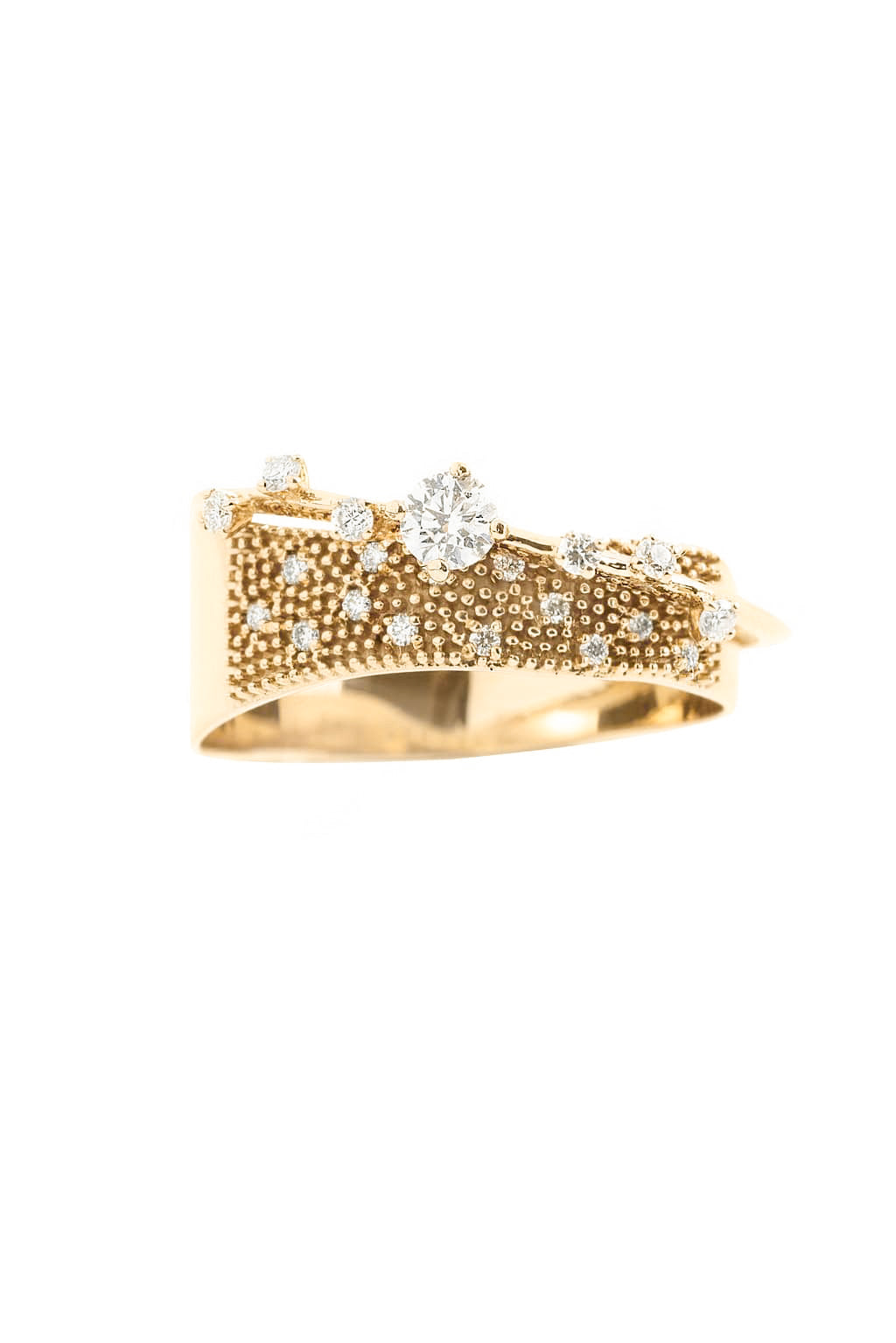 Big très-or Irregular band diamonds gold ring