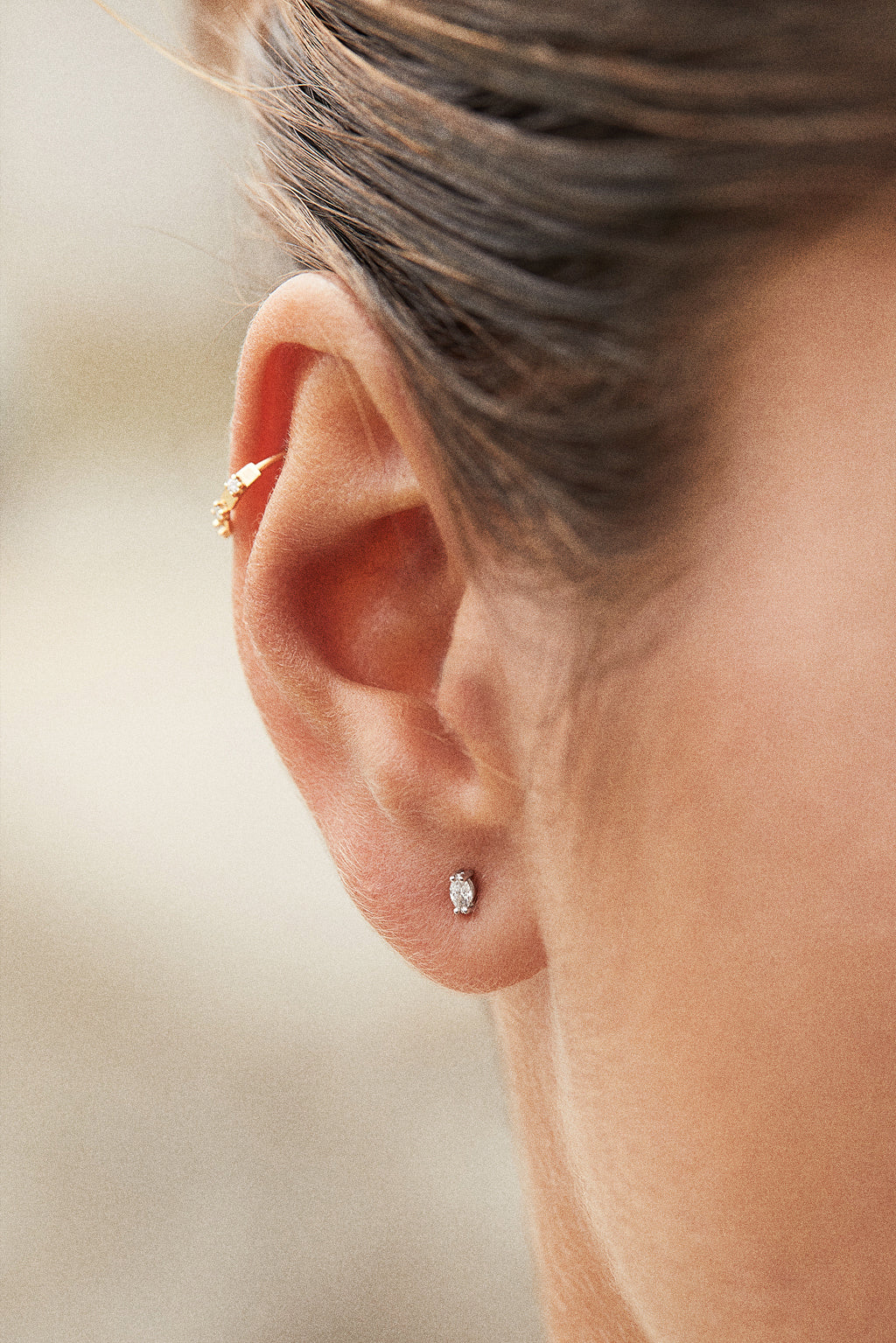 Simple Marquise gold stud