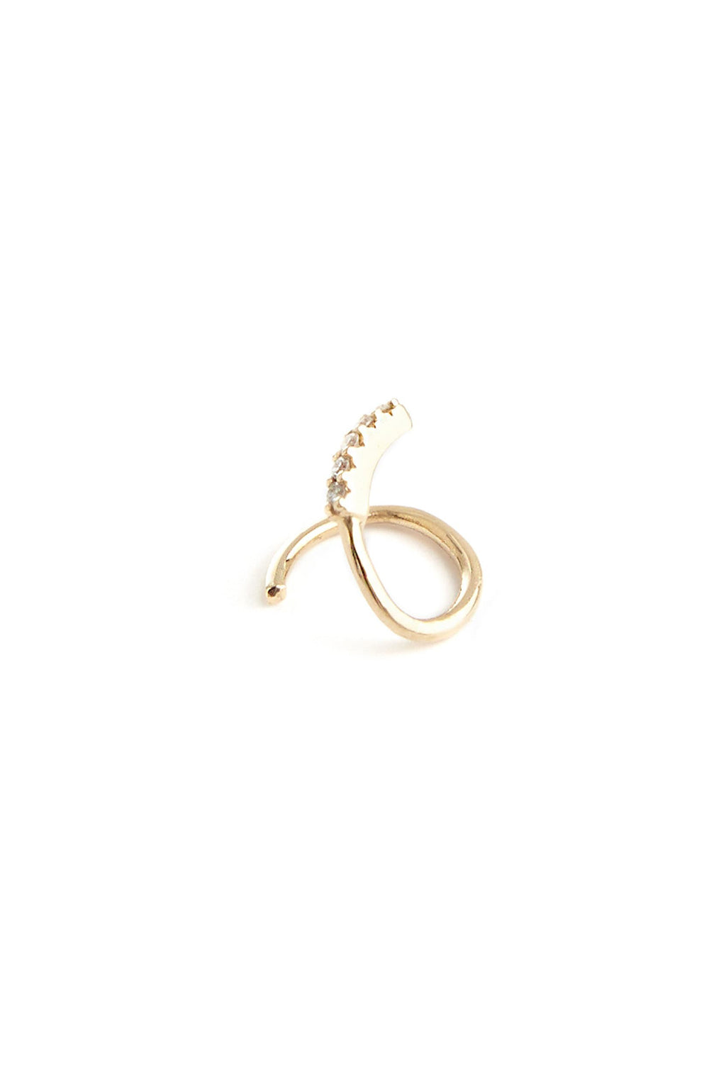 Diamond snake gold earring