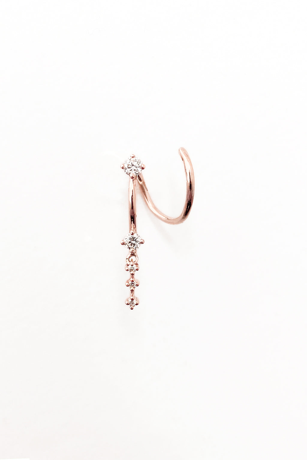Snake cascade diamonds gold earring